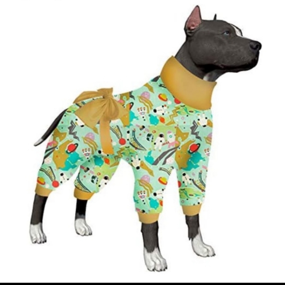 LovinPet Pet Pajamas for Dogs Large/Distant Outer Space Mint Prints/Post Surgery